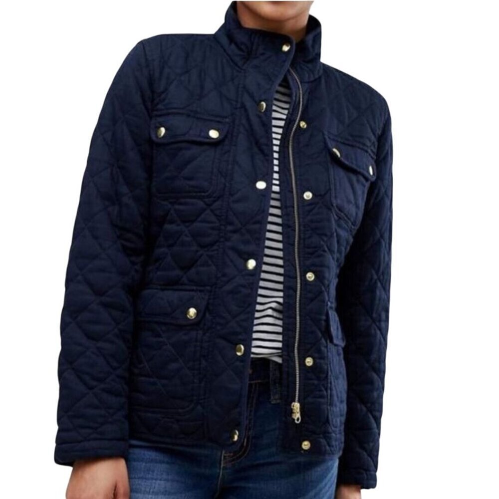 J.Crew Mercantile Quilted Field Jacket Navy Gold Size S